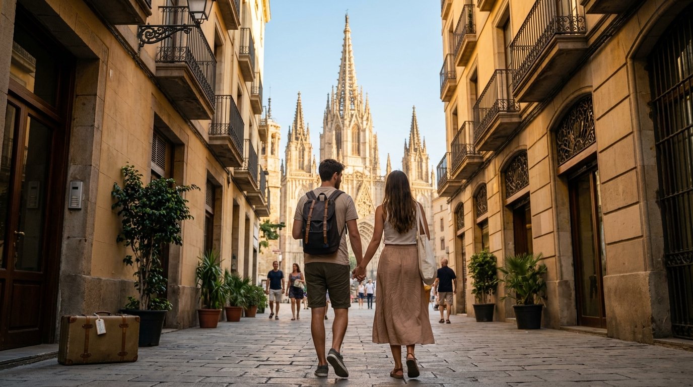 A panoramic view of Madrid's skyline blending historic architecture with modern landmarks
